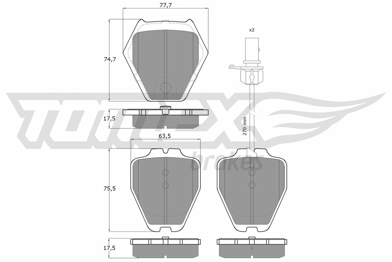 Sada brzdových destiček, kotoučová brzda TOMEX Brakes